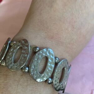 Silver Hammered Oval Link Bracelet - Women Jewelry